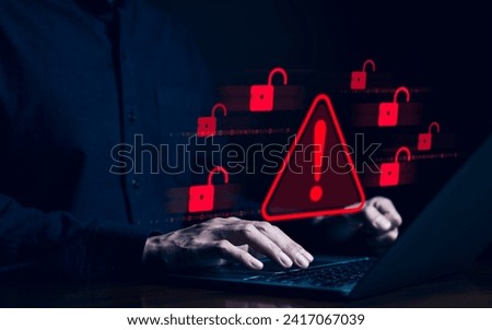 Cybersecurity concept. Hacker working on computer. Internet cyber crime, Digital crime by anonymous hacker, System hacked alert cyberattack, Compromised information, Ransomware, Phishing, Spyware,