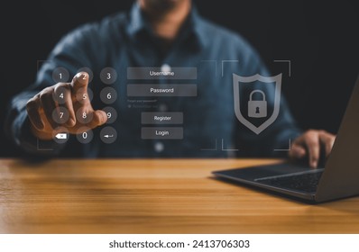 Cybersecurity concept, information security and encryption, secure access to user's personal information, secure Internet access, cybersecurity.  