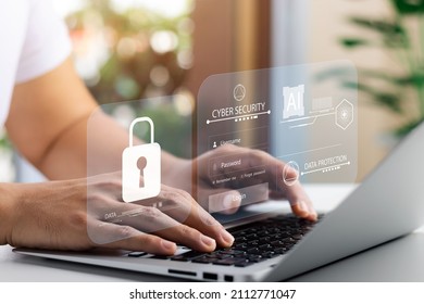 Cybersecurity Concept, User Privacy Security And Encryption, Secure Internet Access Future Technology And Cybernetics, Screen Padlock.