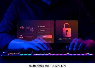 cybersecurity concept, user privacy security and encryption, secure internet access Future technology and cybernetics, screen padlock.