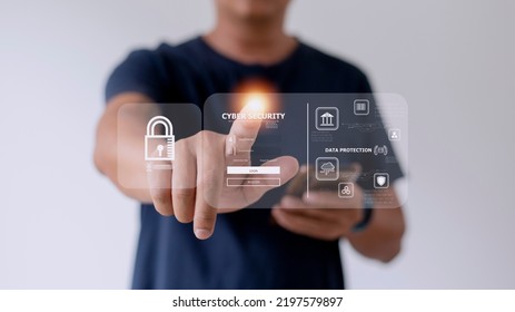 cybersecurity concept, user privacy security and encryption, secure internet access Future technology and cybernetics, screen padlock.