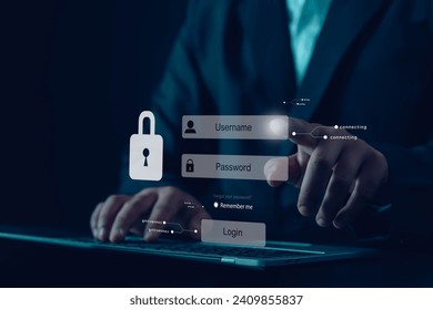 cybersecurity concept, user privacy security, and encryption secure internet  Data protection concept. access Future technology and cybernetics, screen padlock. technology, privacy,
