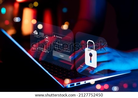 cybersecurity concept, user privacy security and encryption, secure internet access Future technology and cybernetics, screen padlock.