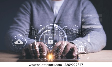 Cybersecurity concept. User privacy security and encryption.Secure internet access Future technology and cybernetics screen.Cyber security data protection business technology privacy concept.