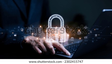 Cybersecurity concept, User privacy security and encryption, Secure internet access Future technology and cybernetics, Screen padlock, information security, Cyber crime prevention,