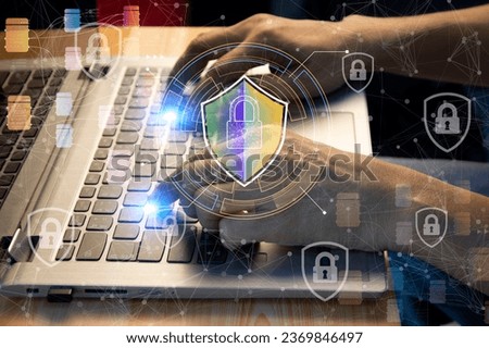 cybersecurity concept, user privacy security and encryption, secure internet access Future technology and cybernetics, screen padlock.