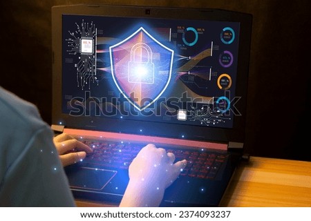 cybersecurity concept, user privacy security and encryption, secure internet access Future technology and cybernetics, screen padlock.