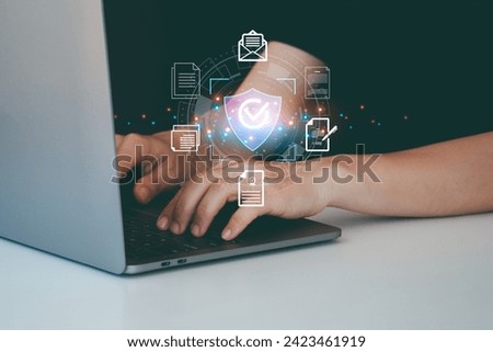 Cybersecurity concept, user privacy security and encryption, secure internet access Future technology and cybernetics, screen padlock. Standardization, certification concept. Concept with manager. 
