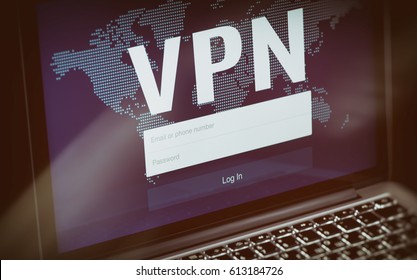 Cybersecurity Concept. VPN Technology. Network Security On Laptop