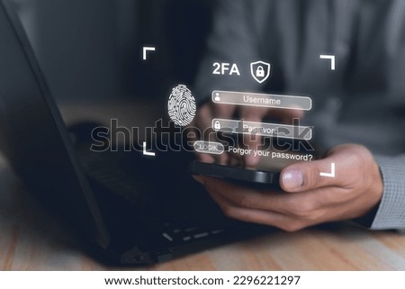 Cybersecurity concept,2FA authentication for log in,Protech your account,Use key 2 step for sign in