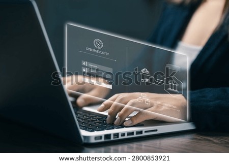 Cybersecurity and data protection concept with secure login, digital banking security and cloud technology. Professional safeguarding sensitive information through advanced cyber defense.