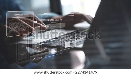 Cybersecurity , data protection concept. User privacy security and data encryption, secure internet access. Cyber security network technology and cybernetics, digital screen padlock.