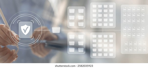 Cybersecurity and Data Protection in Digital Workflows on a Wide Banner, Business and Technology Concept.