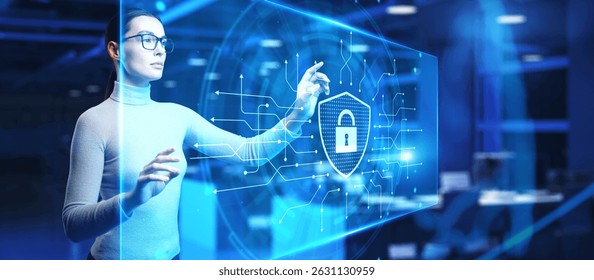 Cybersecurity and Data Protection Interface Technology Concept.