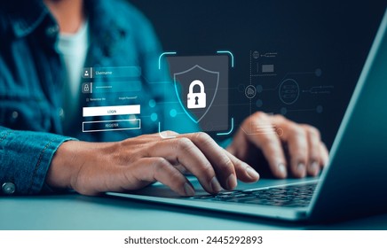 cybersecurity and Global network security technology concept,Businessman protecting personal data on computer with virtual interface, internet secure technology.cyber security. - Powered by Shutterstock