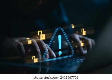 Cybersecurity, Internet cyber crime, Hacker working on computer, Digital crime by an anonymous hacker, System hacked alert after cyberattack, Ransomware, Phishing, Spyware, Compromised information.