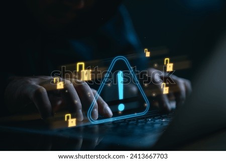 Cybersecurity, Internet cyber crime, Hacker working on computer, Digital crime by an anonymous hacker, System hacked alert after cyberattack, Ransomware, Phishing, Spyware, Compromised information.