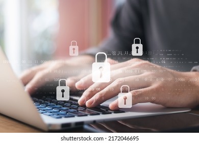 Cybersecurity internet and networking concept. Close up of hand holding smartphone information security and encryption, secure access to user's personal information, secure Internet access.