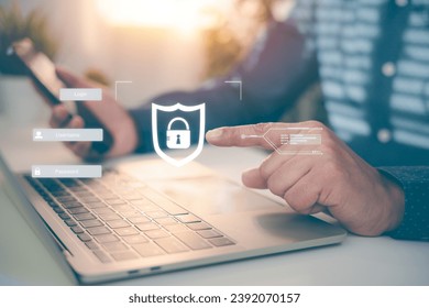 Cybersecurity internet networking and data privacy concepts. secure access to user's personal information, secure Internet access, cybersecurity, information security and encryption.