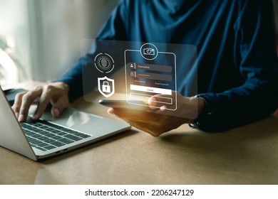 cybersecurity login with username and password , user privacy security , encryption and data . - Shutterstock ID 2206247129