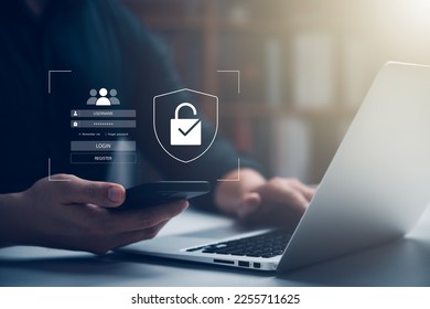cybersecurity and privacy concept of data protection, secure encryption technology, secure internet access, secure encryption of user private data, Business confidentiality security.