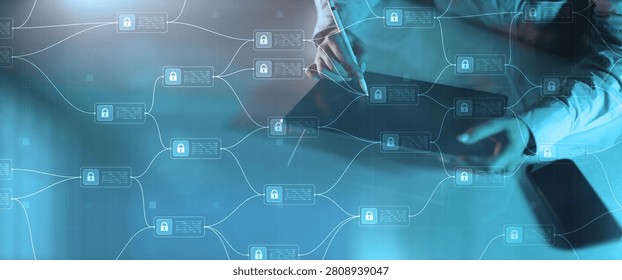 Cybersecurity system for enterprise data privacy and network security management with secure lock icons