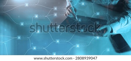 Cybersecurity system for enterprise data privacy and network security management with secure lock icons