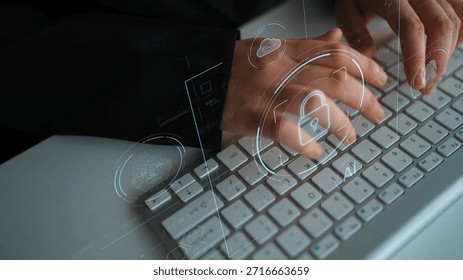 Cybersecurity system interface with biometric lock and data protection. Cybersecurity protects access, identity, cyber security prevents threats, and cyber security supports digital systems. Marrow