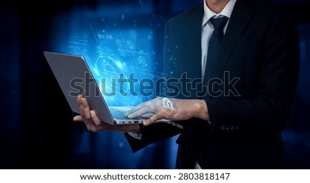 Cybersecurity system interface with biometric lock and data protection. Cybersecurity protects access, identity, cyber security prevents threats, and cyber security supports digital systems. Vouch