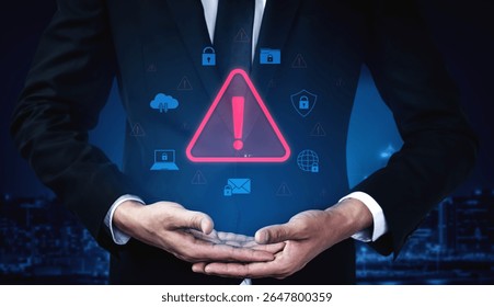 Cybersecurity threat alert protects data. Cyber security threat alert prevents access, alert warns breach, defends system, and cyber security threat alert identifies risk. Vouch