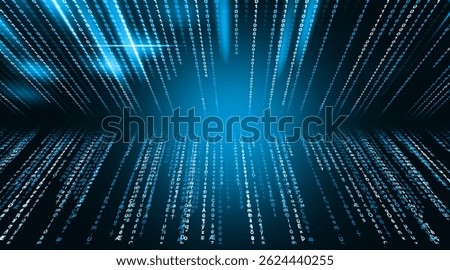 Cyberspace with streams of digital code on black background