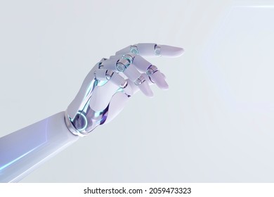 Cyborg hand finger pointing, technology of artificial intelligence - Shutterstock ID 2059473323