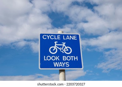 Cycle Lane, Look Both Ways Sign.