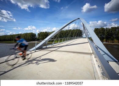 Cyclebridge Over The Amsterdam Rhine Canal At Nigtevecht  In The Netherlands 