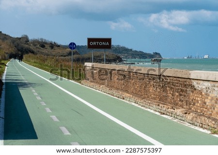 Cycle-pedestrian rail in Abruzzo, beautiful stretch of Adriatic seafront characterized by many fishing machines called Trabocchi. It will the first stage of Cycling Tour of Italy 2023