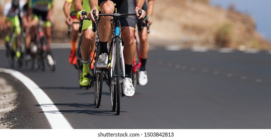 Cycling competition,cyclist athletes riding a race at high speed