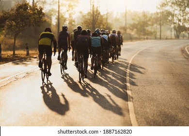 Cycling Group Training In The Morning