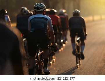 Cycling group training in the morning - Shutterstock ID 2246224277