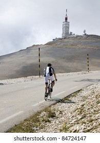 Cycling On Mont Ventoux, Road To Summit. Provence. France.