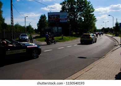 The cycling race Tour de Pologne 2018.Streets of Kłodnica in Ruda Śląska.Stage 3 Silesian Stadium Chorzów - Zabrze 139 kmAugust 6, 2018