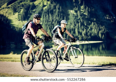 Cycling Seniors by the Lake