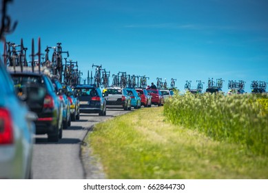 Cycling Service Cars In Convoy During Professional Cycling Race - Tour De France Concept Photo