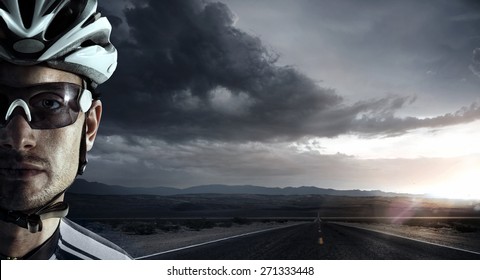 Cyclist. Dramatic close-up portrait - Powered by Shutterstock