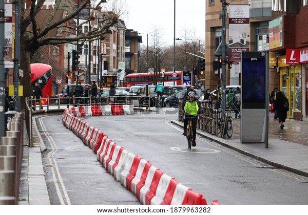 Cyclist not using the cycle lane in Hammersmith UK\
December 2020