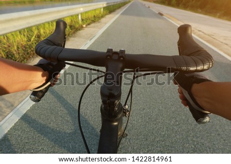 Similar – Image, Stock Photo detail of road bike handlebar