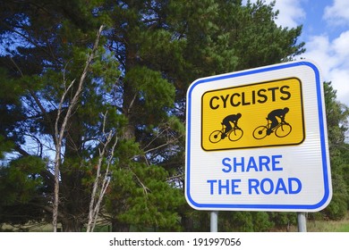 Cyclist Share The Road Sign, Victoria, Australia