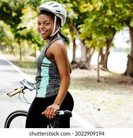 Cyclist woman riding a bike