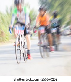 Cyclists blur.