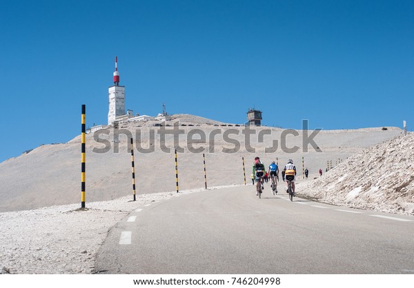 Cyclists Climbing On Mont Ventoux Perfect Stock Photo Edit Now