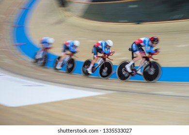 Cyclists During The Race On The Cycling Track